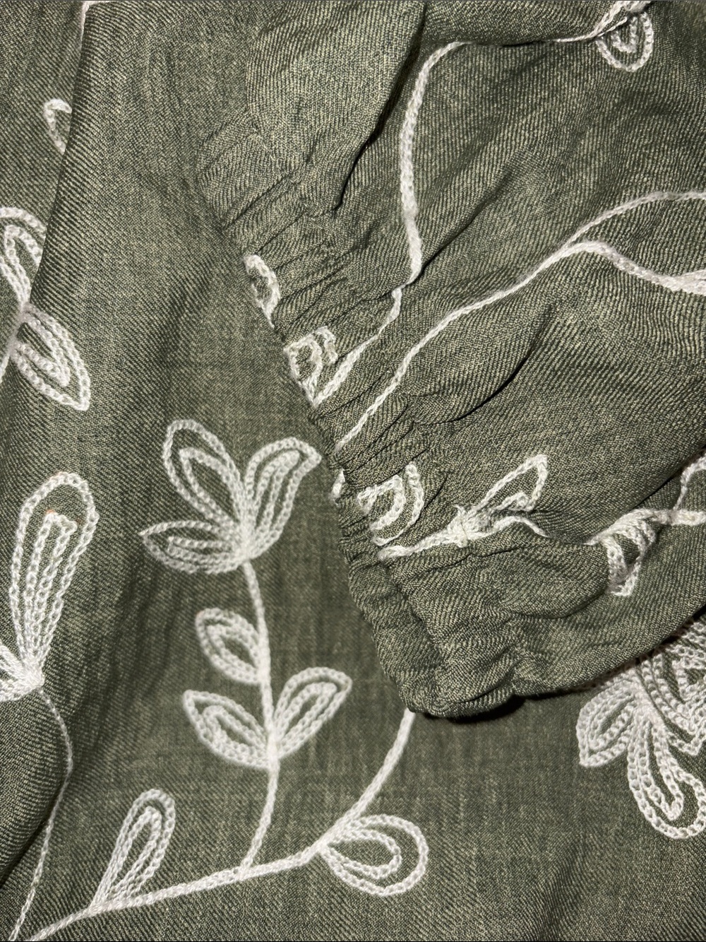 Olivia & Martin Embroidered Floral Blouse 2X Olive Green NWT - Picture 6 of 8
